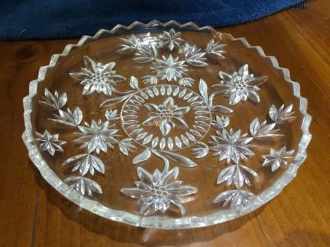 PAVLOVA CHEESECAKE CAKE PLATE Glass Plate Flower Patterns 22cm Di