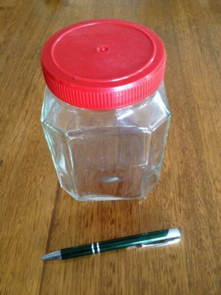 glass jar with plastic lid
