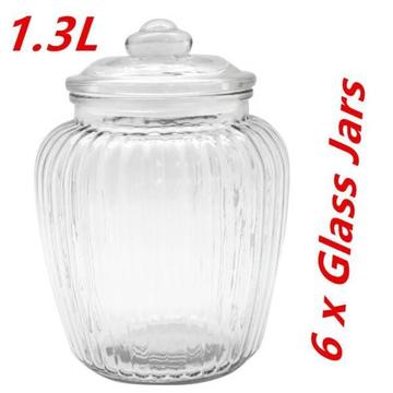 6 x 1300ML Apothecary JARS 1.3L Storage Glass Canister Cookie Jar