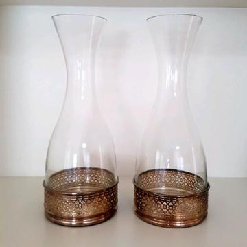 Strachan carafe pair with silver coasters