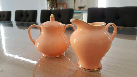 Christina Coral Pink Milk jug and Sugar Bowl - Brand New