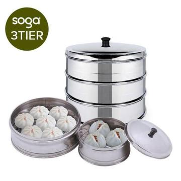 3 Tier Stainless Steal Steamers With Lid Work inside of Basket