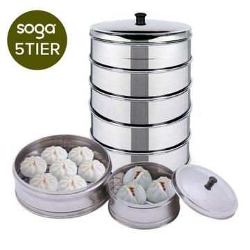 5 Tier Stainless Steal Steamers With Lid Work inside of Basket