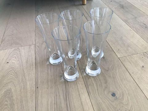 Set of five beer glasses
