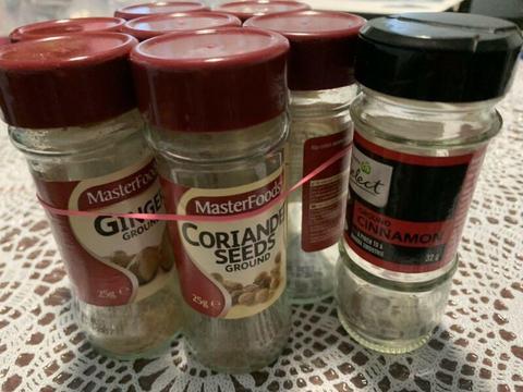 Glass spice containers x7