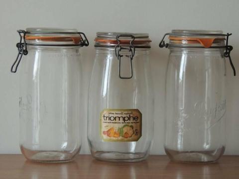 Preserving jars: 2 x 'Le Parfait' & 1 Triomphe - 1.5 litres each