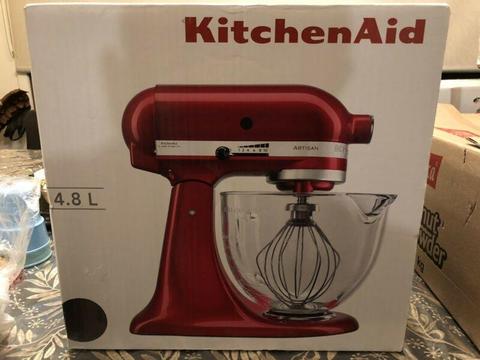 Up for Sale kitchen aid mixer colour medallion silver new in the box