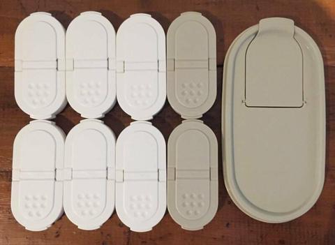 Tupperware Lids Seals Modular Mates Spice Sets x8 Cream Wheat