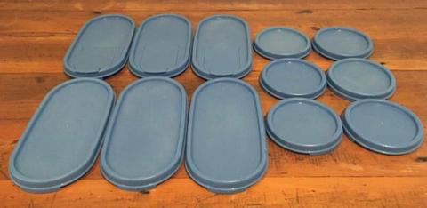 Tupperware Lids Seals Oval Round Modular Mates Vintage Blue