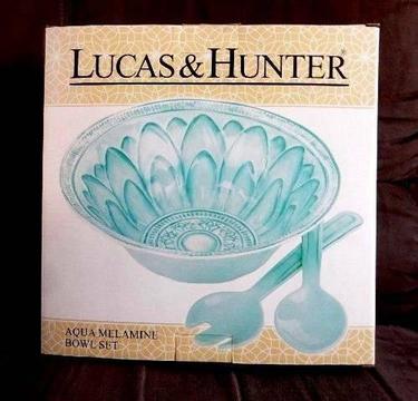3 x Avail Lucas & Hunter Large Aqua Bowl Serving Spoon & Fork Set