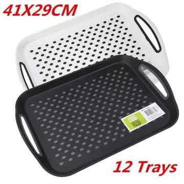 (NEW) 12 X SERVING TRAYS WITH TPR NON SLIP 41X29CM $45