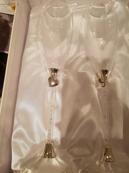 Toasting engagement wedding glasses