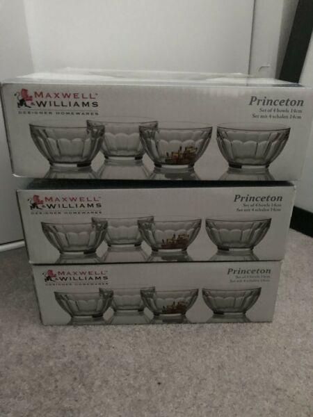 3 x BRAND NEW Maxwell Williams Princeton Glass Bowls