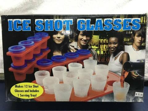 Ice Shot Glasses 12 Shot Glasses and Serving Tray Party BRAND NEW
