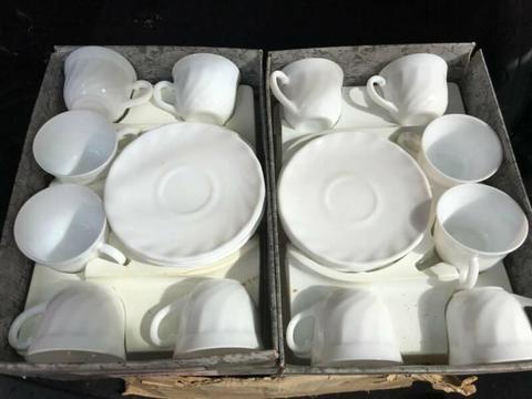 120 x Coffee Tea Cup & Saucer sets - New (White Pocelien)