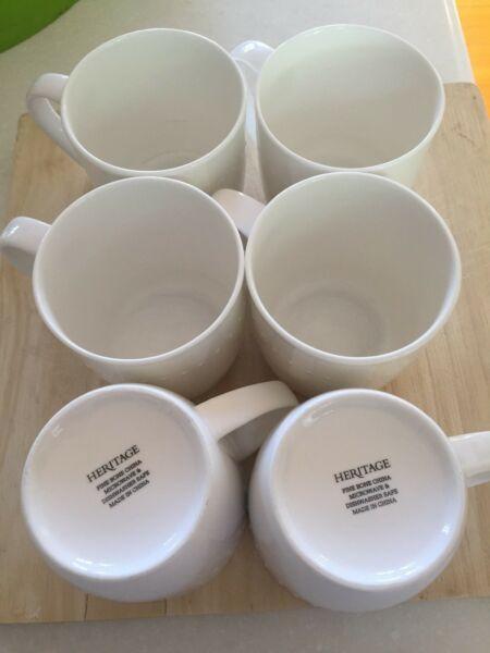 White coffee mugs x6 - fine nine xhina
