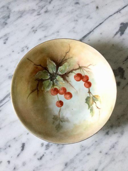 HAND PAINTED CHINA BOWL BY ARTIST G. CHENOW, 1983