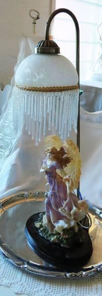 REDUCED TO SELL GORGEOUS ANGEL LAMP WITH GLASS BEADED SHADE