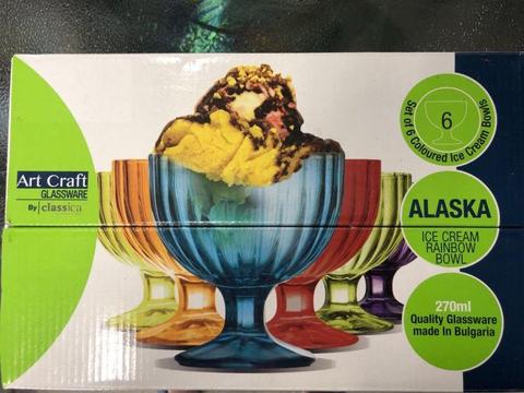 Set of 6 alaska ice cream rainbow bowls