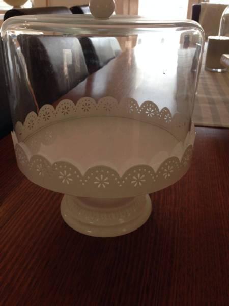French Style Lidded Glass Dome Round Cake Stand / Food Display