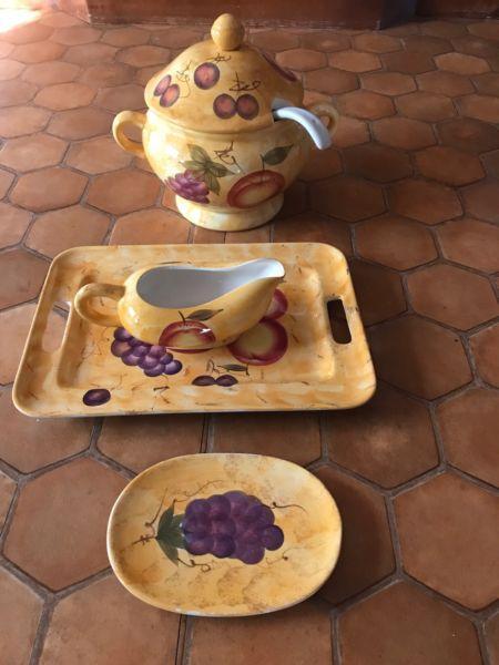 Dinnerware set opened but never used, decorating, dining