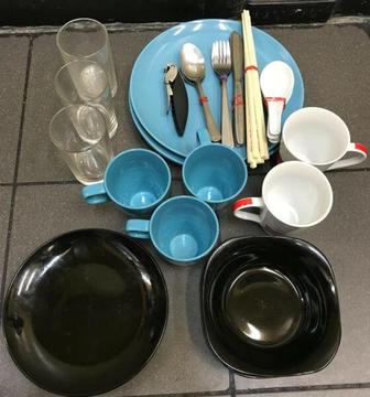 Brandnew- Set of dinnerware with bottle and can opener