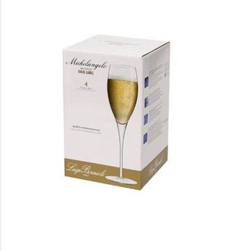 NEW Luigi Bormioli Canaletto Champagne Flute Set of 4 White