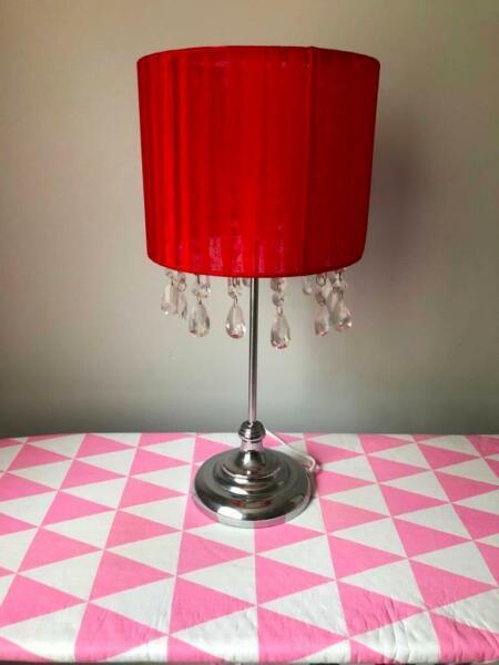 LAST CHANCE: Table Lamp - Red with silver base and sparkles