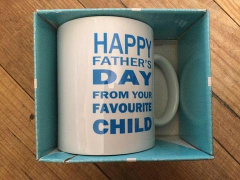 'Happy Father's Day' mug. NEW. 2 available. Nic's mugs