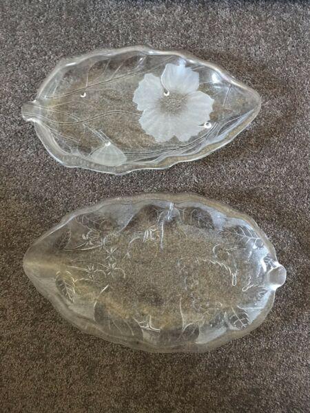 Crystal glass serving plates