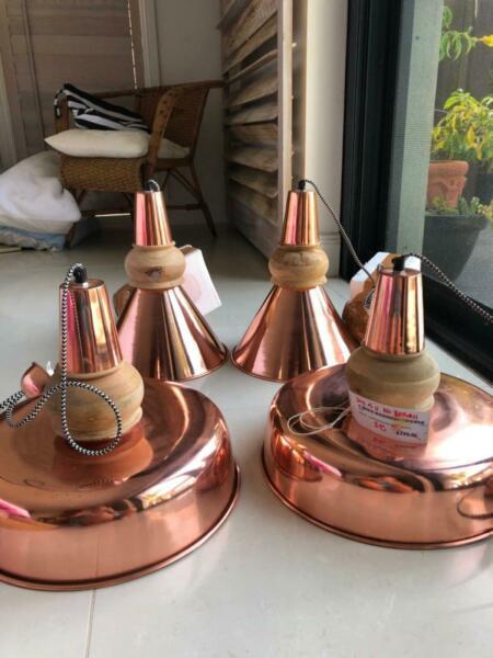 Copper and Wood Ceiling Lights