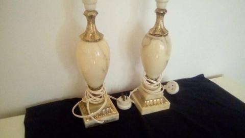 VINTAGE ITALIAN MARBLE PAIR OF BEDSIDE LAMPS SOLID