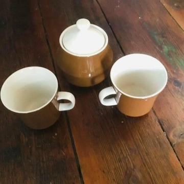Mikasa Ceramic Cups And Sugar Bowl