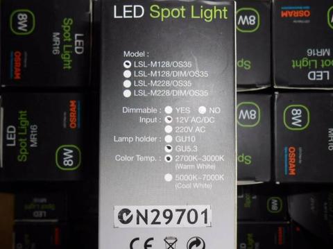 LED Spot Lights 8w Warm White OSRAM NEW IN BOX x 38 $3@ MR16