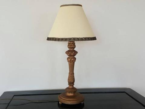 Vintage style lamp w gold base and silk shade