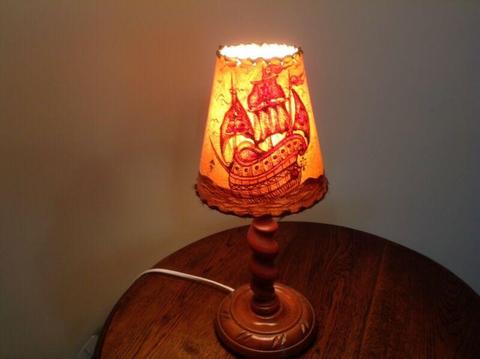 Antique Jacobean, Barley Twist Table Lamp With Unique Shade