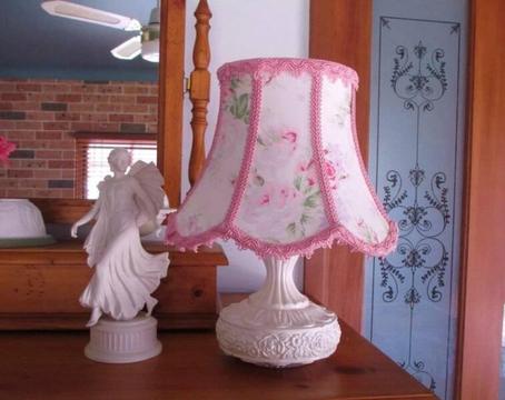 VINTAGE Lamp with Shabby Rachel Ashwell Fabric Chic Roses Sh