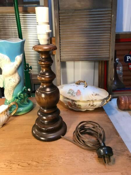 Vintage Australian Turned Timber Table Lamp