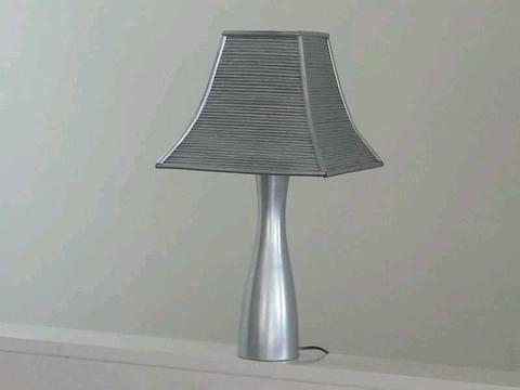 Silver timber and cane lamp