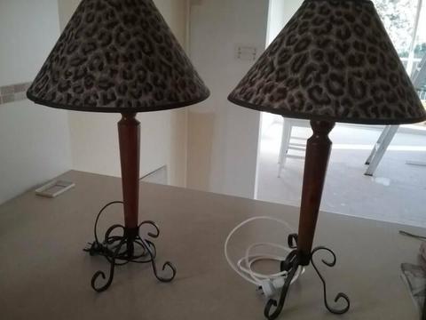 TWO LEOPARDSKIN BEDSIDE LAMPS