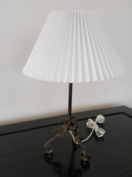 Small bedside lamp with pleated shade