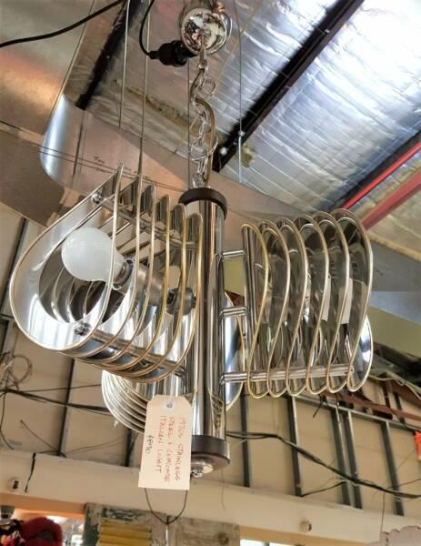 1970s Chrome and Stainless Steel Pendant Light