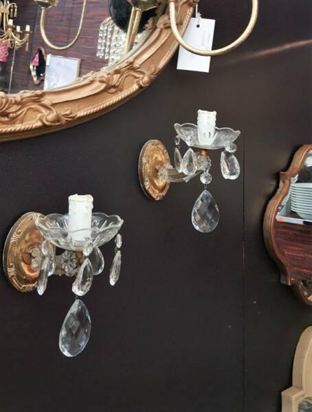 Shabby Chic French Vintage Crystal Wall Lights Sconces - 3 avail