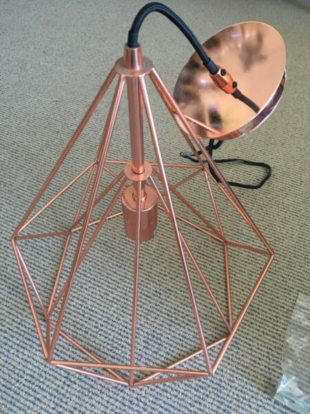 Rose Gold Cage Pendant Light - excellent condition