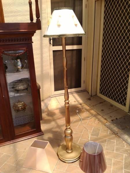 floor lamp antique style gold wooden tall shade