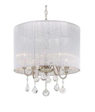 Drum shade chandelier silver 5 globe lighting
