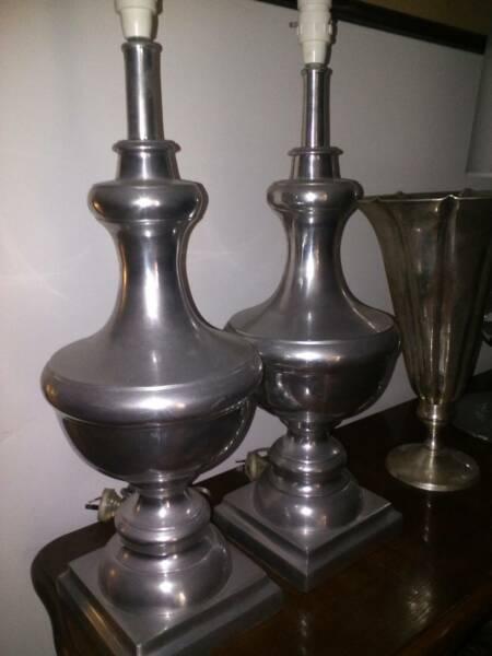 table lamp desc silver 2 two matching pair