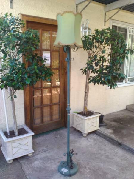 floor lamp antique style tall metal shade is green