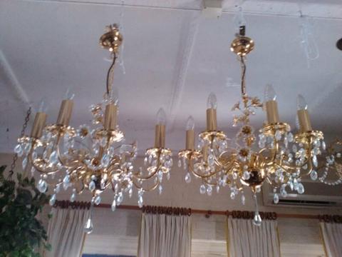 ceiling light 2 two matching pair gold candle type