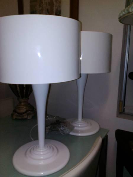 table lamp desc white 2 two matching pair italy